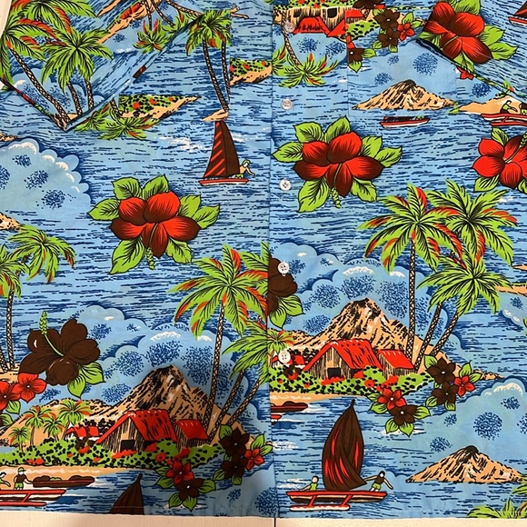 Men’s Hawaiian shirt, vintage 90s Van Cort large Palm Beach sailing - Picture 3 of 9